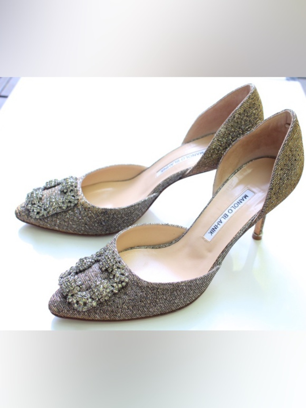 Manolo Blahnik crystal embellished d’orsay pumps